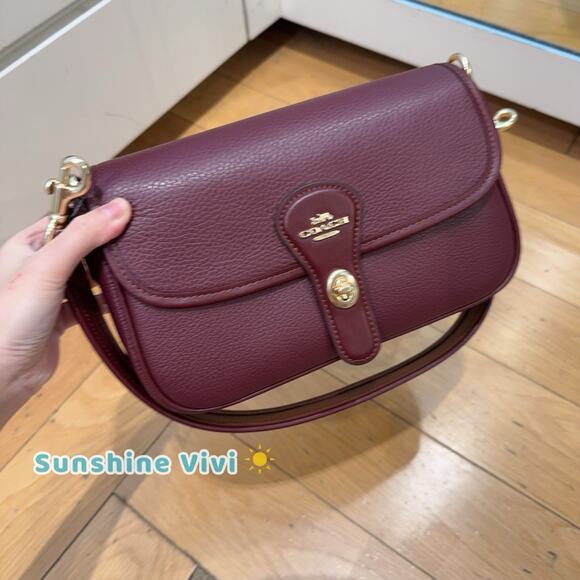 NWT COACH Hadley Shoulder Bag Handbag Leather CY683 Gold/Dark Wine - Picture 2 of 7